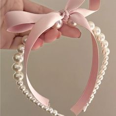 Super Cute And Stylish Ships In 5-10 Business Days Pink White Accessories, Crochet Hairband, Elegant Headband, Pink Headbands, Pink Accessories, Bow Ribbon, Girly Accessories, Hair Decorations