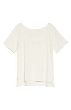 This lightweight T-shirt is made of supersoft stretch cotton in a heathered color created with plant-based dye that becomes more vibrant over time. Scoop neck Short sleeves High/low hem 91% organic cotton 9% elastane Hand wash, dry flat Imported Women's Clothing Effortless Spring T-shirt For Layering, Stretch Modal T-shirt For Summer, Summer Scoop Neck T-shirt With Relaxed Fit, Summer Loungewear T-shirt With Shirttail Hem, Summer Relaxed Fit Scoop Neck T-shirt, Relaxed Fit Scoop Neck T-shirt For Summer, Summer Shirttail Hem T-shirt For Everyday, Summer T-shirt With Shirttail Hem For Everyday, Effortless Summer T-shirt For Layering