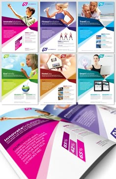 the brochure is designed to look like it has many different colors and shapes