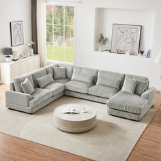 Built for both beauty and durability, this U-shaped sofa features a robust frame and thick square legs, providing stability for everyday use. U Couch, Oversized Sectional Sofa, Oversized Sectional, Corduroy Sectional, U Shaped Sectional Sofa, Couch With Chaise, Upholstered Couch, U Shaped Sofa, Soft Sofa