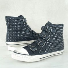 Classic Leather High Top Sneakers With Urban Edge. Cap Toe. Side Zip Closure. Four Straps. Silver Metal Studs All Over. Leather Upper. Leather And Fabric Lining. White Rubber Sole. Size: 44 / Us 11. Nwb. Never Worn. Comes With Original Box. Can Provide More Pictures And Info Upon Request. Reasonable Offer Only Please :) Casual Custom Sneakers With Spikes And Round Toe, Trendy Black Leather Custom Sneakers, Edgy Sneakers With Studded Rubber Outsoles And Round Toe, Casual Leather Sneakers With Studs, Trendy Custom Leather Slip-on Sneakers, Black Custom Sneakers With Spikes And Round Toe, Casual Sneakers With Rivets, Casual Leather Sneakers With Rivets, Sporty High-top Sneakers With Spikes And Round Toe