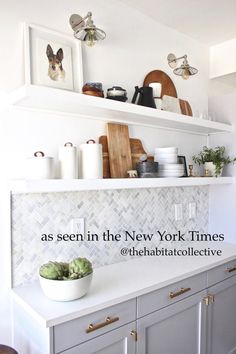 the kitchen counter is clean and ready to be used as a place for cooking or eating