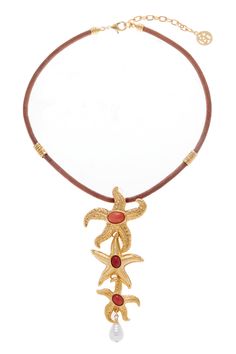 - Dive into a world of style with our Fysia necklace - coral collection Composition: 24k gold electroplated brass pendant with coral stones - brown cord necklace with gold plated components Measurements: 16 1/2 inches length + 2 inches 2025 Style, Coral Collection, Current Obsession, Coral Stone, Dresses By Length, Brass Pendant, Cord Necklace, Fine Jewellery Earrings, Jewelry Projects