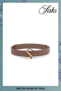 The Andiamo leather belt from Bottega Veneta features the iconic Intrecciato woven design and a brass knot buckle. Pin closure Brass 100% lambskin Spot clean Made in Italy SIZE Width: about 1.2 ABOUT THE BRAND Brass Knot, Woven Design, Bottega Veneta, Leather Belt, Apparel Accessories, Knot, In Italy, Buckle, Brass