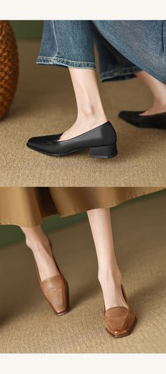 CHIKO Tyeshia Square Toe Block Heels Loafers Shoes Block Heel Loafers, Loafers Shoes, Heeled Loafers, Leather Items, Loafer Shoes, Block Heels, Rubber Sole, Heel Height, Leather Upper