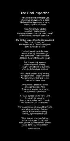 the final inspection poem in black and white on a black background with text below it