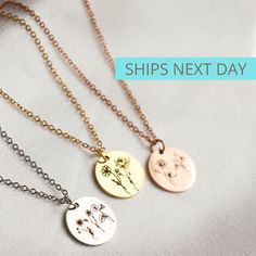 SHIPS NEXT DAY BIRTH FLOWER NECKLACE: Flowers that will last forever. Disc Size: 16mm diameter. Chain lenght: 16'', 18'', 20'' Our pieces are high polished gold plated over stainless steel. This won't tarnish WANT TO ADD BIRTH STONE? SHOP WITH THIS LINK AND LEAVE A NOTE. https://www.etsy.com/listing/940740657/birth-stone-charm-birthstone-pendant-add?ref=shop_home_active_4&pro=1&frs=1 For back engraving, select the option and just add it on the personalization box. Please make sure that y Birth Flower Necklace, Gift For Her, Botanical Flower Necklace For Mother's Day, Personalized Flower Charm Necklaces For Mother's Day, Delicate Necklace For Mother's Day Personalized Gift, Minimalist Flower Necklace For Mother's Day, Adjustable Flower Necklace For Birthday, Adjustable Flower Pendant Necklace For Birthday, Nature-inspired Jewelry For Mother's Day Anniversary, Nature-inspired Jewelry For Anniversary And Mother's Day