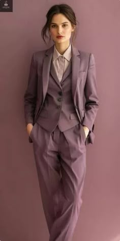 Mauve Three Piece Suit for Women | eBay Fancy Outfits Suit, Wedding Dress With Suit Jacket, Women’s Suit 3 Piece, Women’s Formal Pantsuit, Woman In Pantsuit, 1910s Suits Women, Lavendar Suit For Women, Pant Suit Ideas For Women, Suits For Women For Weddings