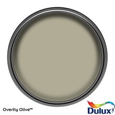 a close up of a paint pan with the words duluxx overlay olive