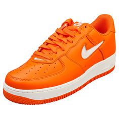 The Mens AIR FORCE 1 LOW RETRO from Nike combines a Leather upper with a durable Rubber sole. These Fashion Trainers feature Lace-Up fastening, Textile insole and Textile lining. Finished with Nike branding, the style FJ1044-800 comes in a Orange White colourway. Style: AIR FORCE 1 LOW RETRO Outer: Leather Lining: Textile Fastening: Lace-Up Sole: Rubber Colour: Orange White Sup. Ref.: FJ1044-800 NOTICE FOR EU CUSTOMERS: YOU ARE RESPONSIBLE FOR IMPORT DUTIES AND VAT AT THE DESTINATION COUNTRY FOR ANY ORDERS ABOVE 150 EUROS Mens Womens Kids Brands LOW COST UK DELIVERY RATES LOW INTERNATIONAL DELIVERY RATES 30 DAYS RETURN POLICY Nike Air Force 1 Low Retro Mens Orange White Fashion Trainers The Mens AIR FORCE 1 LOW RETRO from Nike combines a Leather upper with a durable Rubber sole. These Fash Mens Trainers Fashion, White Forces, White Fashion Sneakers, Retro Trainers, Orange Shoes, Nike Air Force 1, Trainers Fashion, All Nike Shoes, Dc Shoes