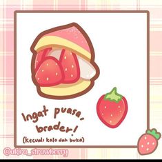 an image of a strawberry and some kind of pastry with the caption that says, iggt puri, binder