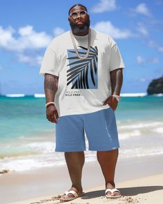 Embrace the ease and comfort of Hawaii with a simple design. This men's shorts set interprets the simple island style. The leaves and letters are interwoven, simple yet detailed. The innovative design of the Hawaiian style makes this set a highlight in summer. Suitable for a variety of occasions, it easily creates a natural summer style. Style: Short-Sleeved T-Shirt Shorts Set Design: Hawaiian Style, Print, Leaf, Blue, Simple Fit: Loose Neckline: Crew Sleeve Length: Short Sleeve Occasion: Casual Short Sleeve T-shirt For Leisure In Summer, Short Sleeve T-shirt For Summer Leisure, Crew Neck T-shirt For Leisure In Summer, Summer Leisure T-shirt With Short Sleeves, Summer Crew Neck T-shirt For Leisure, Summer Casual T-shirt For Leisure, Casual Summer Leisure T-shirt, Casual Short Tops For Beach Season, Summer Short Tops For Beach Season