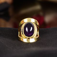 Amethyst ring, Brass ring, Gemstone ring, Handmade ring, Wedding ring, Vintage rings, Unique ring, Boho ring, Gift For her, Mothers day gift Gemstone -Amethyst Jewelery Category:-Handmade Ring Metal:-Brass -- T H E * Q U A L I T Y We buy raw gemstones directly from miners and then get them cut and polished at our workshop , Therefore saving some bucks (additional added fees and markups) avoiding a middle man and making sure of the authenticity of the gems. And we use top quality materials that a Amethyst Gem, Purple Band, Brass Ring, Raw Gemstones, Amethyst Ring, Boho Rings, Metal Rings, Unique Rings, Handmade Ring