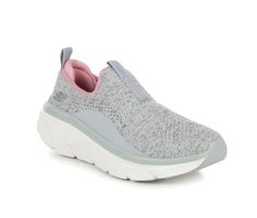 Enjoy longer walks with supportive comfort wearing Skechers Relaxed Fit®: D'Lux Walker® 2.0. This sporty laceless style features a Stretch Fit® heathered engineered knit upper and a cushioned Skechers Air-Cooled Memory Foam® insole. Skechers Air-Cooled Memory Foam® cushioned comfort insole, Relaxed Fit® for a roomy comfort fit at toe and forefoot, Stretch Fit® design for sock-like comfort, Crafted with 100% vegan materials, Heathered engineered knit upper, Flexible traction outsole, Machine wash Pink Walking Shoes With Arch Support For Light Sports, Pink Casual Running Shoes With Arch Support, Slip-on Running Shoes With Gel Cushioning, Pink Slip-on Sneakers For Light Sports, Pink Slip-on Walking Shoes With Cushioned Footbed, Pink Cushioned Slip-on Walking Shoes, Pink Athleisure Walking Shoes For Light Exercise, Comfortable Pink Sneakers With Arch Support, Pink Running Shoes With Removable Insole For Sports