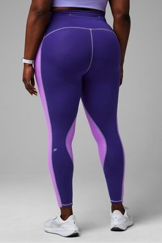 Motion365+ High-Waisted Shine Legging Fabletics purple female Activewear >> Womens >> Bottoms >> Leggings >> Full Length Motion365 plus Running/Training 4-Way Stretch/Moisture-Wicking/UPF Protection Purple Compressive Yoga Tights, Purple Compressive Sports Tights, Purple Compressive Moisture-wicking Leggings, Compressive Purple Gym Tights, Purple Compressive Tights For Gym, Purple Compressive Gym Tights, Purple Full-length Athleisure Activewear, Purple Athleisure Yoga Tights, Purple Athleisure Tights For Sports