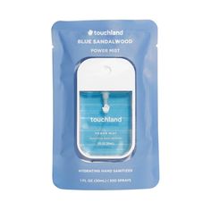 touchhand blue sandalwood hand sanitizer in packaging on a white background