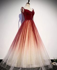 Prom Dress Burgundy, Tulle Long Prom Dress, Burgundy Evening Dress, Prom Dress Pictures, Spaghetti Strap Prom Dress, Corset Dress Prom, Prom Dresses Sleeveless, A Line Prom Dresses, فستان سهرة