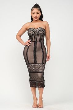 Women's Lace Detail Tube Midi Dress Lace Bandage Dress, Tube Midi Dress, Curvy Dress, Style Dresses, Tube Dress, Bandage Dress, Womens Midi Dresses, Women Lace, Stunning Dresses