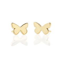 These elegantly simple butterfly stud earrings come in 18K gold vermeil and sterling silver. Purchase these butterfly earrings for your next summery event! 14k Yellow Gold Earrings With Butterfly Charm, 14k Gold Butterfly Charm Earrings, 14k Gold Butterfly Earrings With Butterfly Charm, 14k Gold Butterfly Earrings With Charm, Dainty Butterfly Nickel-free Earrings, Dainty Nickel-free Butterfly Earrings, Gold-plated Sterling Silver Butterfly Earrings, Gold Butterfly-shaped Sterling Silver Earrings, Gold Butterfly Sterling Silver Earrings