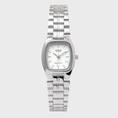 Casio Tank Watch, Watches Casio, Casio Digital Watch Woman, Casio Vintage Watch Woman Silver, Casio Clear Watch, Minimalist Square-faced Quartz Watch, Timepiece Design, Casio W-800h, Cool Piercings