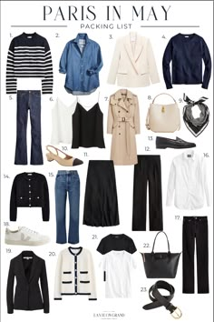 French Wardrobe Basics, Paris In May, What To Wear In Paris, Pack For Travel, Black And White Cardigans, Parisian Women