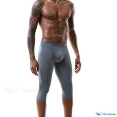 Orcajump - Professional Extended Performance Shorts for Fitness, Running, and Sports Activities - Quick-drying, Lightweight, and Breathable Gray Compression Breathable Pants, Breathable Stretch Gray Bottoms, High Stretch Gray Training Bottoms, Gray Stretch Training Bottoms, Breathable High Stretch Gray Bottoms, Gray Breathable High Stretch Bottoms, Gray High Stretch Bottoms For Training, Gray High Stretch Breathable Bottoms, Breathable Stretch Gray Pants