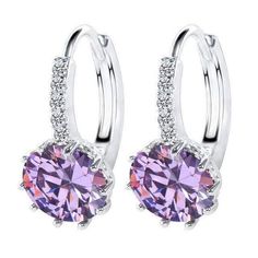 Wicked Wonders VIP Bling Earrings Match Made in Heaven Purple Earrings Affordable Bling_Bling Fashion Paparazzi Light Earrings, Luxury Earrings, Crystal Hoop Earrings, Purple Earrings, Loop Earrings, Luxury Flowers, Ear Stud, Zirconia Earrings, Flower Earrings Studs