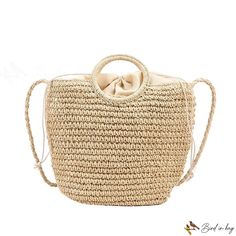 Bird in Bag - New straw bag female beach bag simple solid color woven handbag casual single shoulder crossbody bag Summer Large Capacity Crossbody Beach Bag, Large Capacity Crossbody Beach Bag For Summer, Large Capacity Straw Crossbody Bag For Vacation, Large Capacity Summer Straw Crossbody Bag, Straw Crossbody Bag For Beach Season, Large Capacity Summer Crossbody Bucket Bag, Large Capacity Crossbody Bucket Bag For Summer, Chic Summer Braided Bucket Bag, Beach Season Straw Crossbody Shoulder Bag