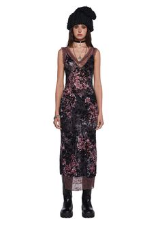 base|multi Dark Floral Dress, Current Mood Clothing, Floral Mesh Dress, Mesh Maxi Dress, Mesh Overlay, Lace Slip, Dark Floral, Fairy Dress, Current Mood