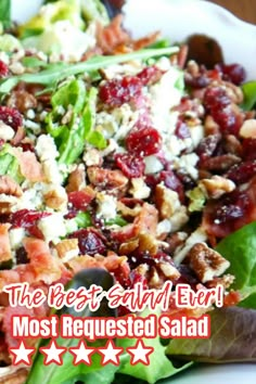 This is a photo of my most requested salad recipe served in a white bowl. Best Salad Ever, Best Salads Ever, Christmas Salad Recipes, Christmas Salad, The Best Salad, Best Salads, Savory Salads, Salad Recipes For Dinner