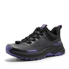 the north face women's hedgehog hiker shoe is shown in black and purple