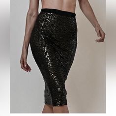 Sexy And Sleek! Chic Fitted Sequin Skirt, Black Stretch Pencil Skirt For Parties, Glamorous High Waist Skirt For Club, Stretch Black Pencil Skirt For Party, High Waist Skirt For Club And Party Season, Elegant Lined Skirt For Club, Stretch Skirt For Club, Fitted Denim Skirt For Night Out, Chic Club Bottoms For Party Season