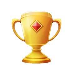 a golden trophy with a red diamond in the center on a white background for your design