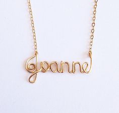 Gold Name Necklace. Custom 14k Gold Fill Name Necklace by AzizaJewelry. #Joanne Gold Initials Name Necklace For Mom, Gold Initials Name Necklace As Gift For Mom, Customizable Gold Dainty Name Necklace, Dainty Customizable Gold Name Necklace, Gold Necklace With Names For Mom, Gold Initials Nameplate Necklace, Gold Custom Name Necklace With Initial Pendant, Gold Nameplate Necklace With Initials, Gold Custom Name Initial Pendant Necklace