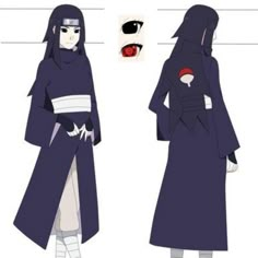 an anime character is standing next to another character with long black hair and red eyes