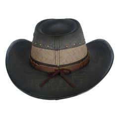 This unique western hat will definitely turn heads. It features UPF 50+ sun protection and also has a 3.5-inch brim to help shade you from the sun. There are eyelets for breathability and also a suede lining for comfort. The interior elasticized sweatband provides you with a great fit and the decorated crown makes this hat stand out. Made of 65% PU, 35% Polyester Country Style Wide Brim Top Hat For Outdoor, Brown Western Top Hat For Outdoor, Western Style Brimmed Straw Hat For Outdoor, Western Style Fedora Sun Hat For Outdoors, Western Style Top Hat With Adjustable Short Brim, Western Style Adjustable Top Hat For Outdoors, Black Summer Hat Bands For Ranch, Adjustable Wide Brim Top Hat For Ranch, Western Style Top Hat For Summer Rodeo