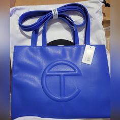 Telfar Bags, Medium Tote, Shopper Bag, Medium Bags, Womens Tote Bags, Dust Bag, Color Blue, Bag Lady, Blue Color