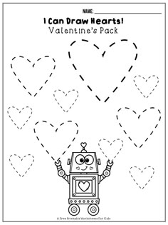 i can draw hearts for valentine's day with a robot and hearts on it