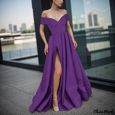 Olivia Mark - Elegant and Sophisticated Deep Colored Satin Gown, Perfect for Formal Occasions Backless Long Dress, Dress Sleeve Length, Evening Dresses With Sleeves, Club Party Dresses, Satin Prom Dress, Split Dress, Elegant Dresses Long, Pleated Maxi Dress, Multicolor Dress