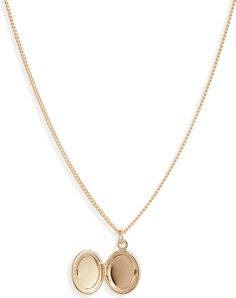 Set & Stones Genevieve Locket Necklace | Nordstrom Elegant Locket Necklace With Coin Pendant, Keepsake Gold Necklace With Delicate Chain, Classic Jewelry With Delicate Chain Medallion, Classic Medallion Jewelry With Delicate Chain, Gold Necklaces With Delicate Chain For Keepsake, Dainty 14k Gold Locket Necklace, Gold Necklace With Delicate Chain For Keepsake, Classic Medallion With Delicate Chain Jewelry, Gold Sterling Silver Chain Necklace With Oval Pendant