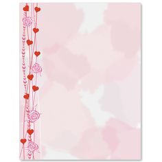 a pink background with hearts and flowers on it