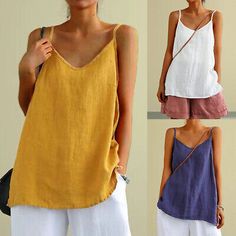 Top Seller for Women Cotton Linen Tank Top Ladies Summer Sleeveless Holiday Casual T Shirt Vest, Women's Tops Solid Color Tops For Summer Vacation, Solid Color Summer Tops For Vacation, Solid V-neck Summer Top, Summer Vacation Tops In Solid Color, Spring Solid Color Sleeveless Blouse, Solid Color V-neck Tank Top For Summer, Casual Solid Color Beach Tops, Sleeveless Top For Spring, V-neck Solid Color Tank Top For Summer