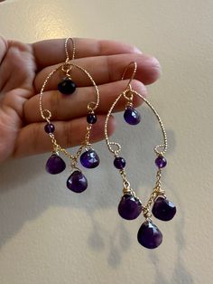 Gold filled Amethyst earrings Wire Wrap Jewelry Designs, Bijoux Fil Aluminium, Wire Jewelry Tutorial, Polymer Clay Jewelry Diy, Almond Shape, Beaded Jewelry Tutorials, Nails Almond, Wrap Jewelry, Clay Jewelry Diy