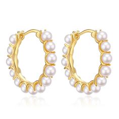 Elegant, timeless and beautiful — House of Pearls’ Circle Pearl Earrings are the perfect way to add a touch of sophistication to your formal look. Crafted with a timeless gold vermeil finish, these earrings feature a perfect circle of lustrous pearls that shimmer gracefully in the light. Whether you wear them with casual wear or a special occasion look, these earrings add a touch of poise to any ensemble. Details: Style ADiameter: 2.8cm Weight: 2.5g per earring Style BDiameter: 3.5cm Weight: 9.6 Classic Plated Hoop Earrings As Gift, Classic Plated Hoop Earrings For Gifts, Classic Plated Earrings For Anniversary, Timeless Gold Round Pearl Earrings, Classic Gold Hoop Pearl Earrings, Tarnish Resistant Gold Plated Round Pearl Earrings, Gold-plated Hoop Earrings With Pearl Drop For Anniversary, Classic Gold Plated Hoop Earrings With Pearl Drop, Classic Gold-plated Hoop Earrings With Pearl Drop