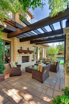 50+ Creative Covered Patio Ideas Attached to House with Fireplace Covered Patio Ideas, Green With Envy, S Mores, Patio Ideas, Covered Patio, The Dreamers, Oasis, Outdoor Living