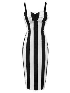 30-70% OFF✓ Fast Shipping✓Make a statement with Retro Stage's Black 1960s Vertical Stripe Straps Pencil Dress. The vertical stripes and elegant straps offer a sophisticated twist on a classic pencil dress. 60 Style 1960s, Retro Glam Outfit, Black And White Stripes Outfit, 60s Dresses Vintage, Cool Style Edgy, Classic Pencil Dress, 60s Outfit, 60s Clothes, 60s Mod Dress