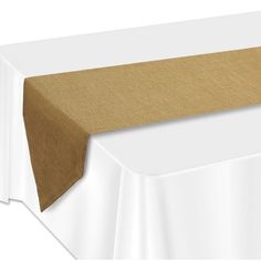 a white table with a brown cloth on it and an empty place for the top