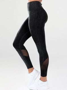 Solid Sports Mesh Panel Leggings - rrdeye Mesh Panel Leggings, Yoga Bottoms, Panel Leggings, Yoga Activewear, Boho Style Dresses, Active Wear Leggings, Kids Sweater, Leggings Fashion, Cozy Fashion