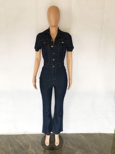 Short Sleeve Button Down Straight Denim Jumpsuit Jean Outfit, Denim Wide Leg, Denim Jumpsuit, Wide Leg Denim, Wide Leg Jumpsuit, Womens Fashion Casual, Jean Outfits, Fashion Casual, Mom Jeans