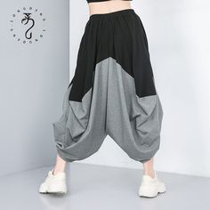 Features: Style: Casual Occasion: Daily Material: Polyester,Cotton Waistline: High Waist Pattern: Contrast Design Type: Women Harem Pants Season: Fall, Spring, Summer Size Chart Size Waist Hips Pants Length cm inch cm inch cm inch One Size 62-132 24-52 120 47 92 36 Spring Baggy Patchwork Pants, Baggy Wide-leg Patchwork Pants, Casual Wide-leg Patchwork Bottoms, Trendy Baggy Patchwork Pants, Trendy Patchwork Pants, Casual Patchwork Harem Pants, Baggy Wide Leg Patchwork Pants, Black Patchwork Bottoms With Relaxed Fit, Black Relaxed Fit Patchwork Bottoms